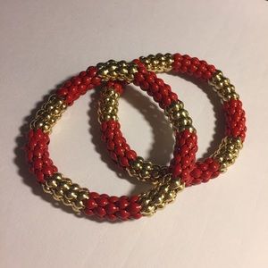 Red and Gold Bracelets Set